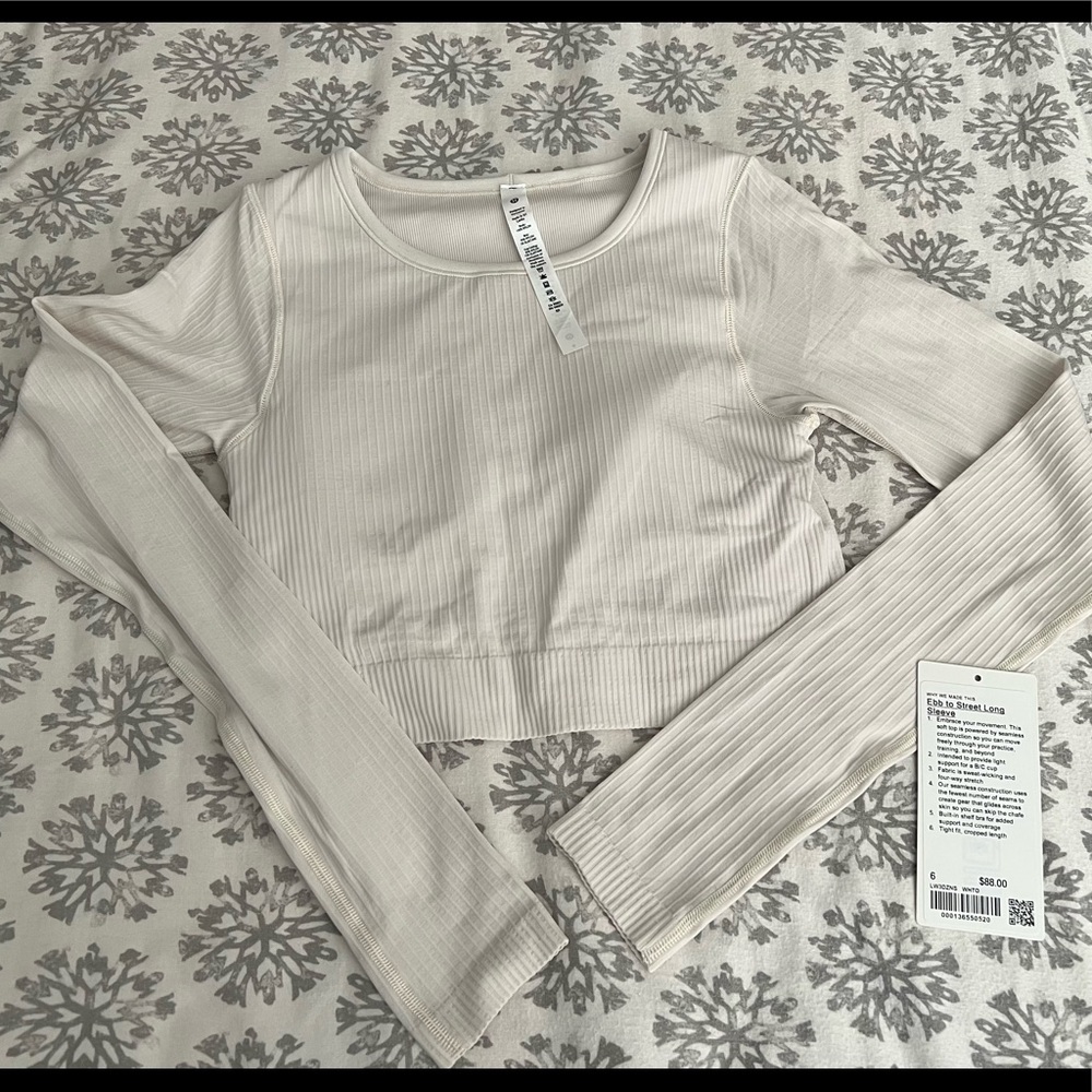 Lululemon Ebb to Street Long Sleeve White Opal Size 6